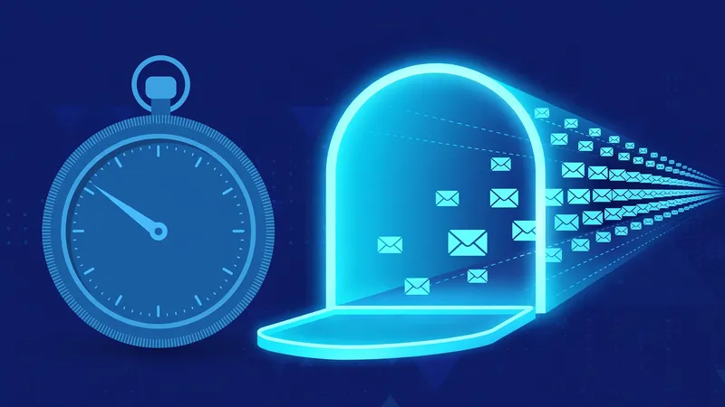 Stopwatch versus open inbox illustrating 10 minute mail time limits