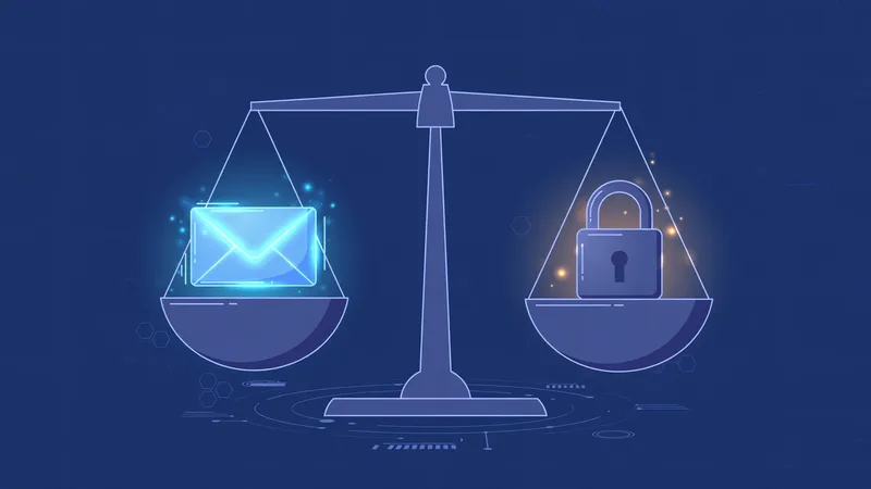 Balance scale weighing email privacy against security