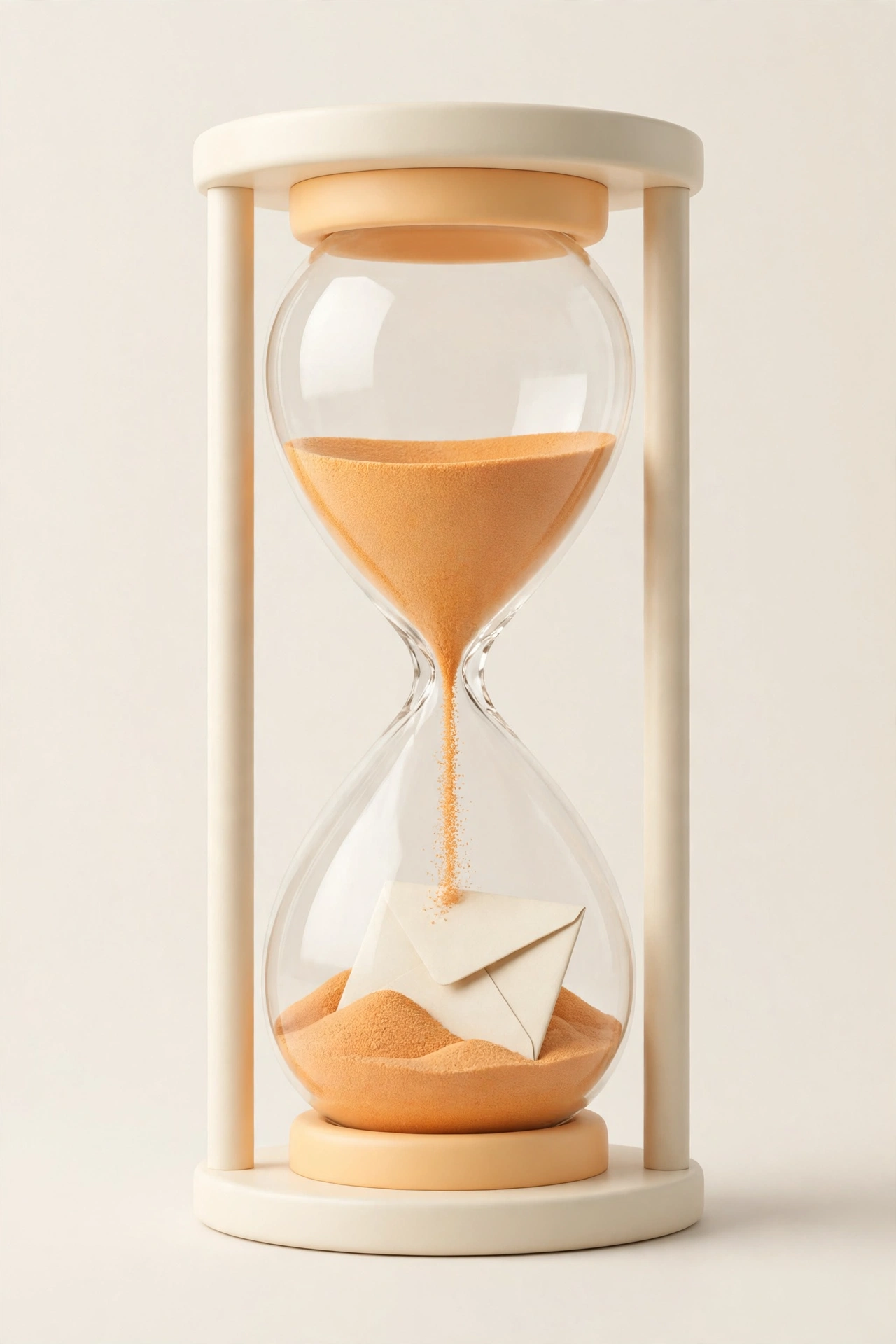 Hourglass with envelope showing temp mail inbox expiring before OTP arrives