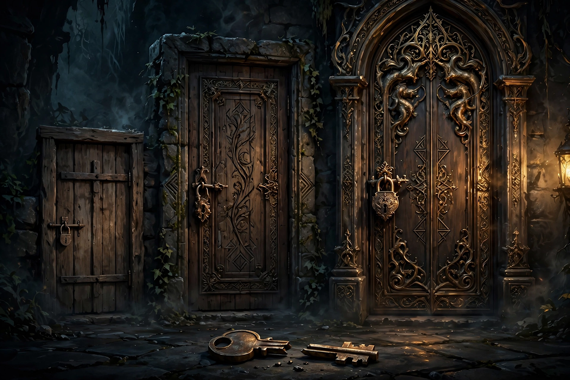 Three locked doors of increasing size with a broken key, illustrating escalating levels of account lockout damage