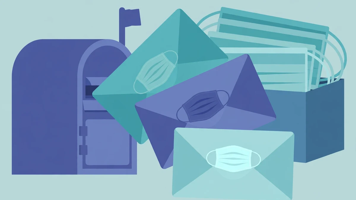 One real mailbox with three different coloured masked alias envelopes fanning out from it, illustrating how alias forwarders work