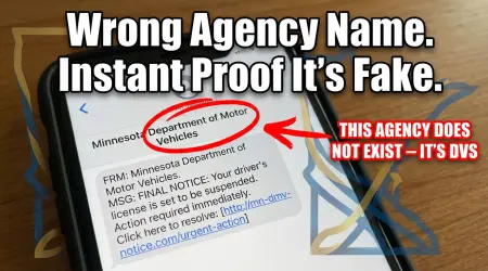MN DMV Scam Text: Minnesota Has No DMV — That's Your First Clue