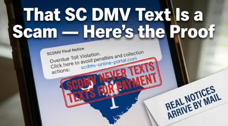 SC DMV Scam Text: SCDMV Never Texts — Here's What to Do Right Now