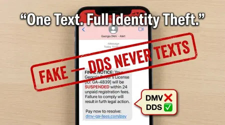 Georgia DDS Text Scam: “DMV” Message Is Fake — Don’t Click