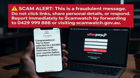 Afterpay Text Scam: That $3,000 Credit Is Stealing Your Bank Login