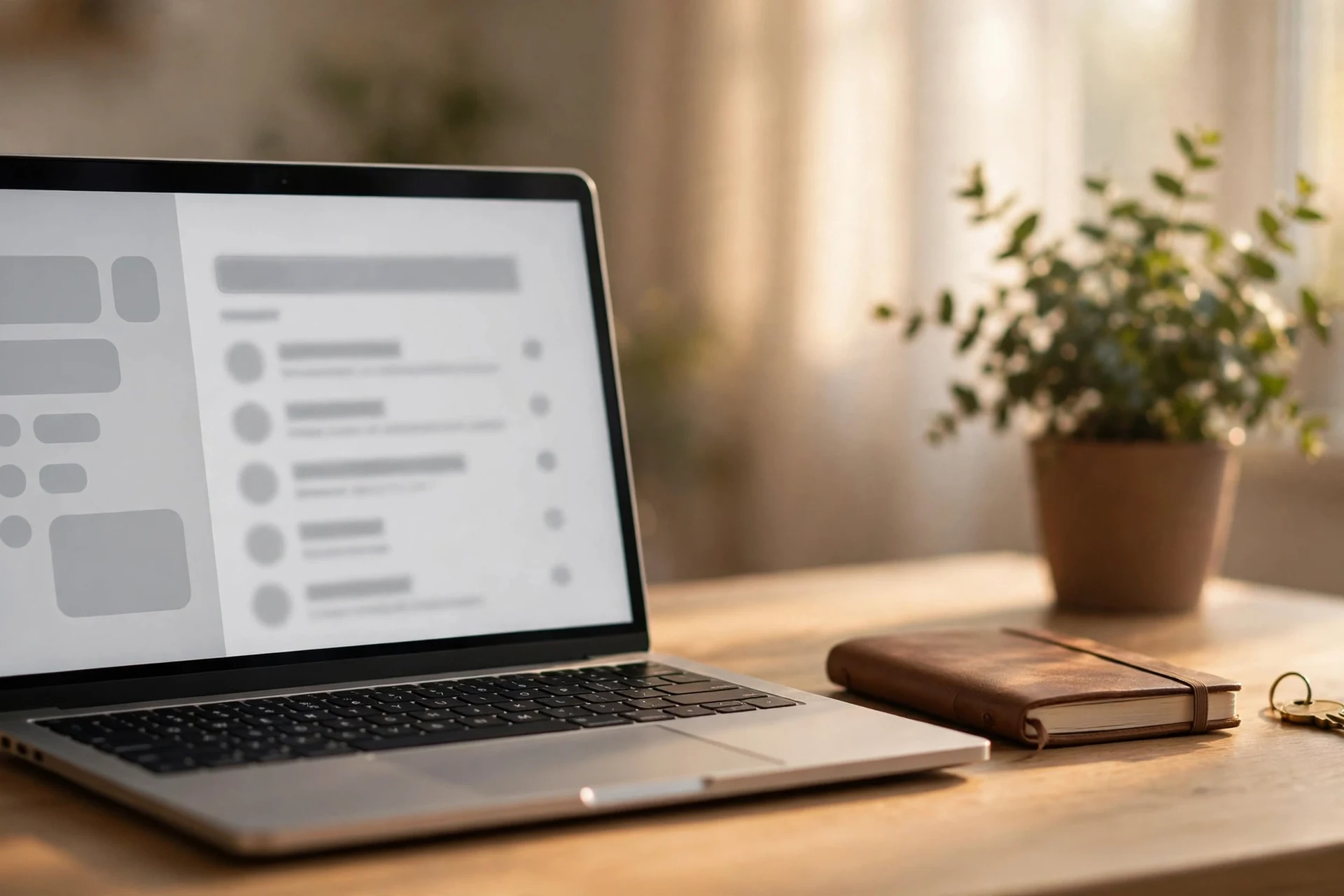A tidy desk with a laptop showing a dedicated permanent inbox used only for banking