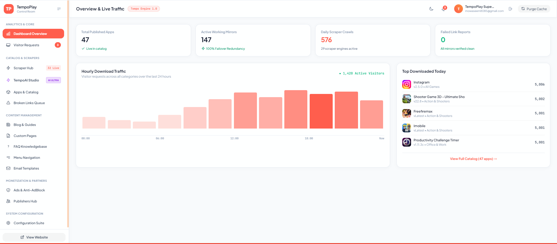 TempoPlay — Automated Android APK & Games Portal Script — Interface Screenshot 1