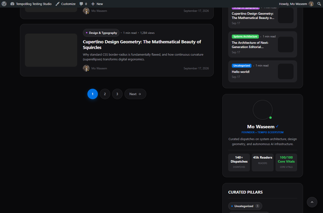 TempoBlog – Modern WordPress Editorial Theme — Interface Screenshot 1