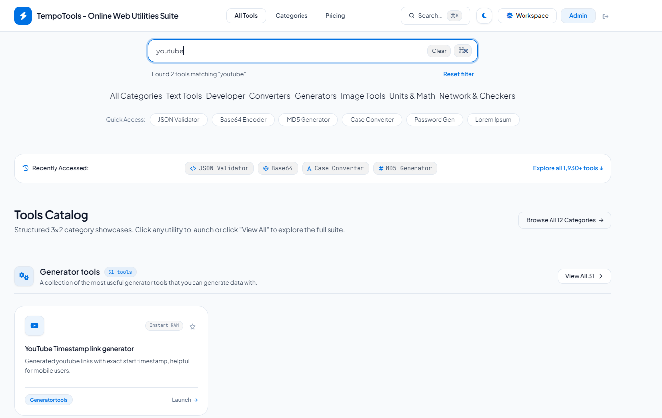 TempoTools – All-in-One Web Tools PHP Script — Interface Screenshot 2
