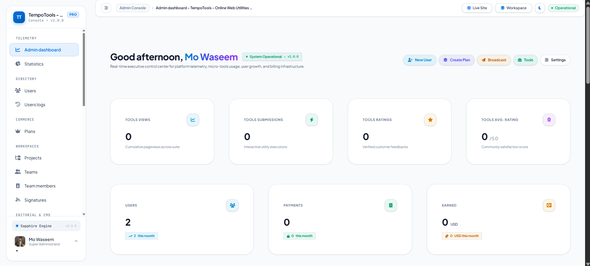 TempoTools – All-in-One Web Tools PHP Script — Interface Screenshot 5