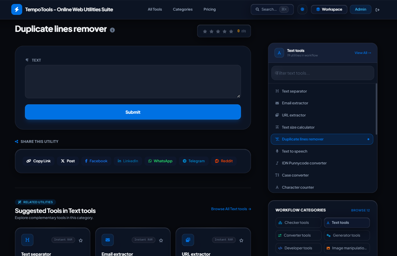 TempoTools – All-in-One Web Tools PHP Script — Interface Screenshot 6