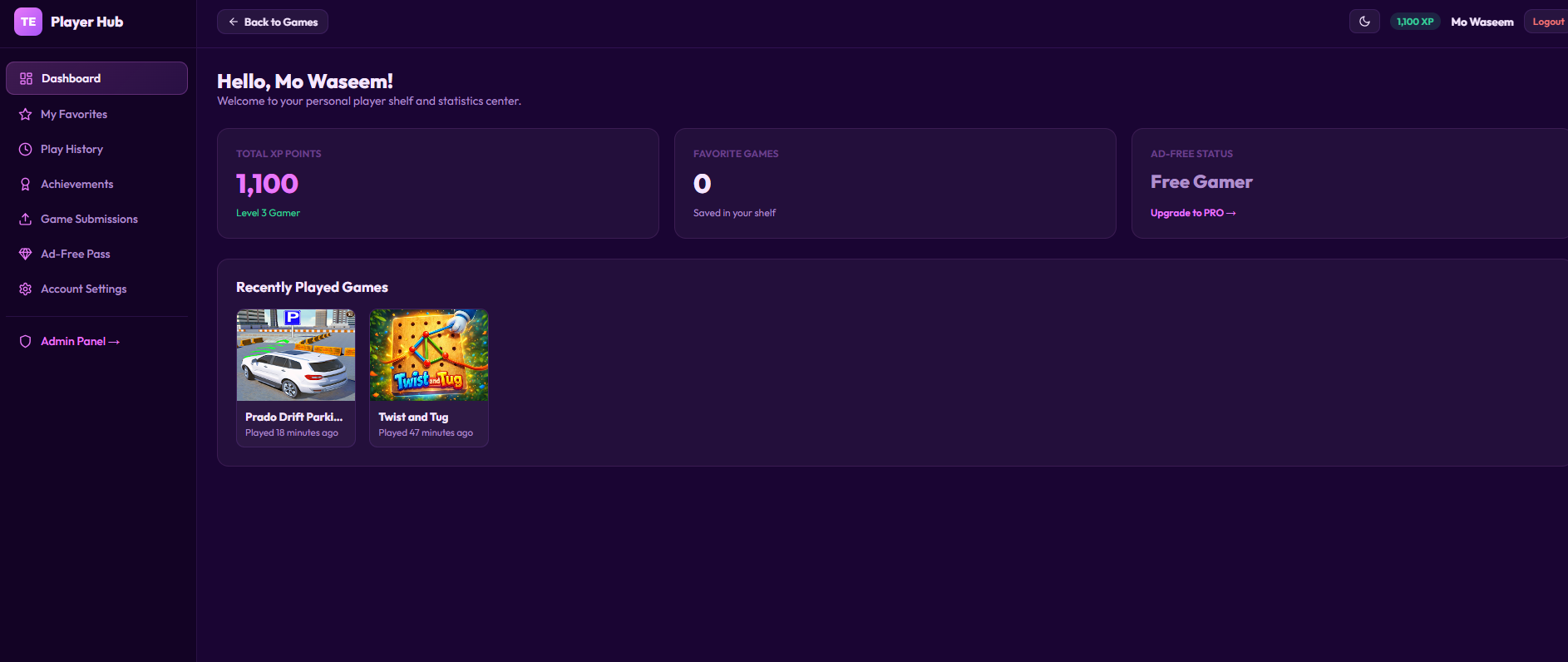 TempoArcade – 30,000+ Games PHP Script | Automated Online Game Portal — Interface Screenshot 1