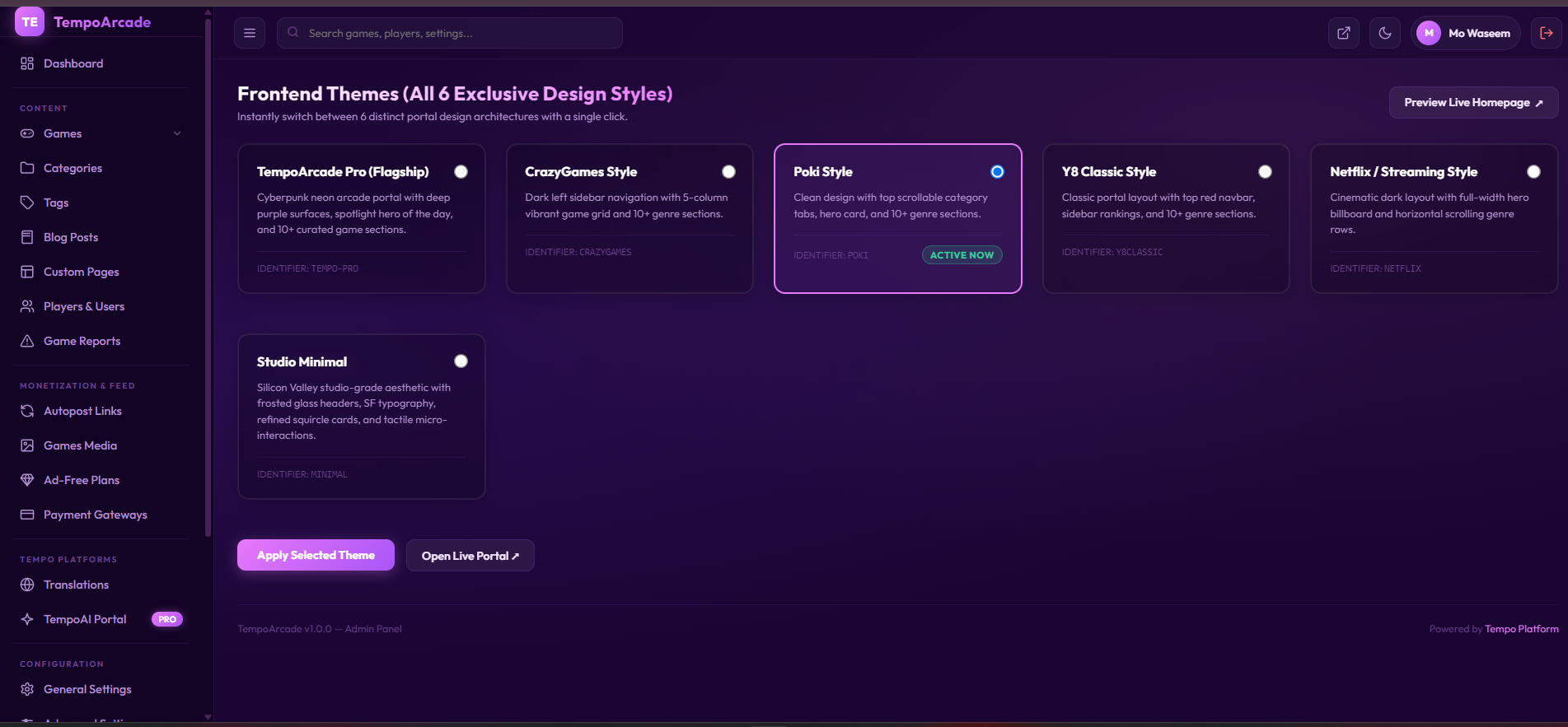 TempoArcade – 30,000+ Games PHP Script | Automated Online Game Portal — Interface Screenshot 4