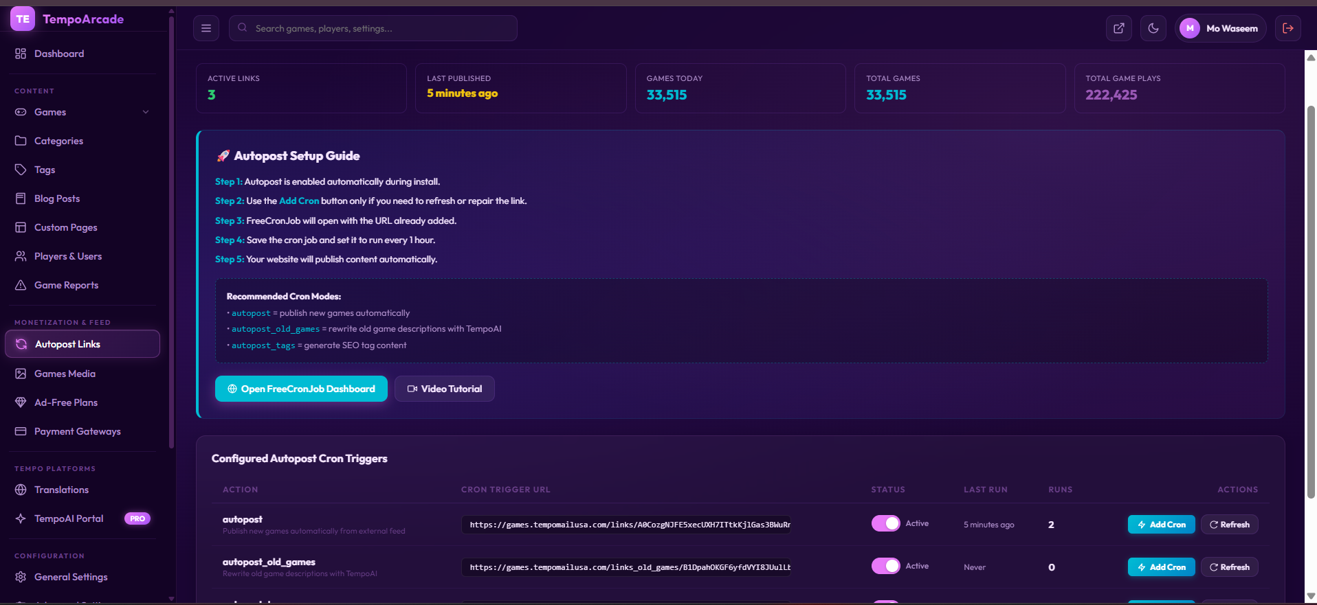 TempoArcade – 30,000+ Games PHP Script | Automated Online Game Portal — Interface Screenshot 5