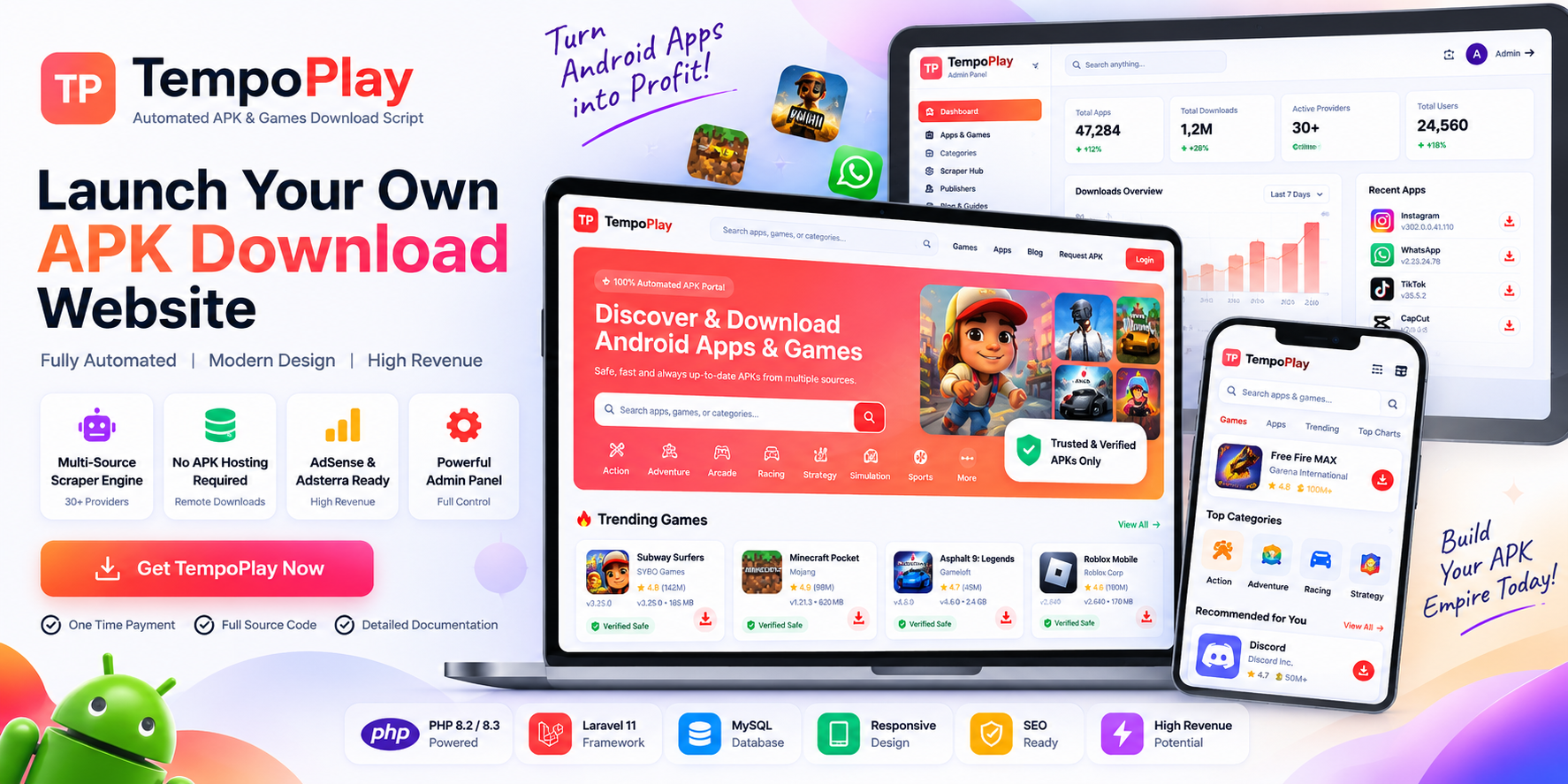 TempoPlay — Automated Android APK & Games Portal Script
